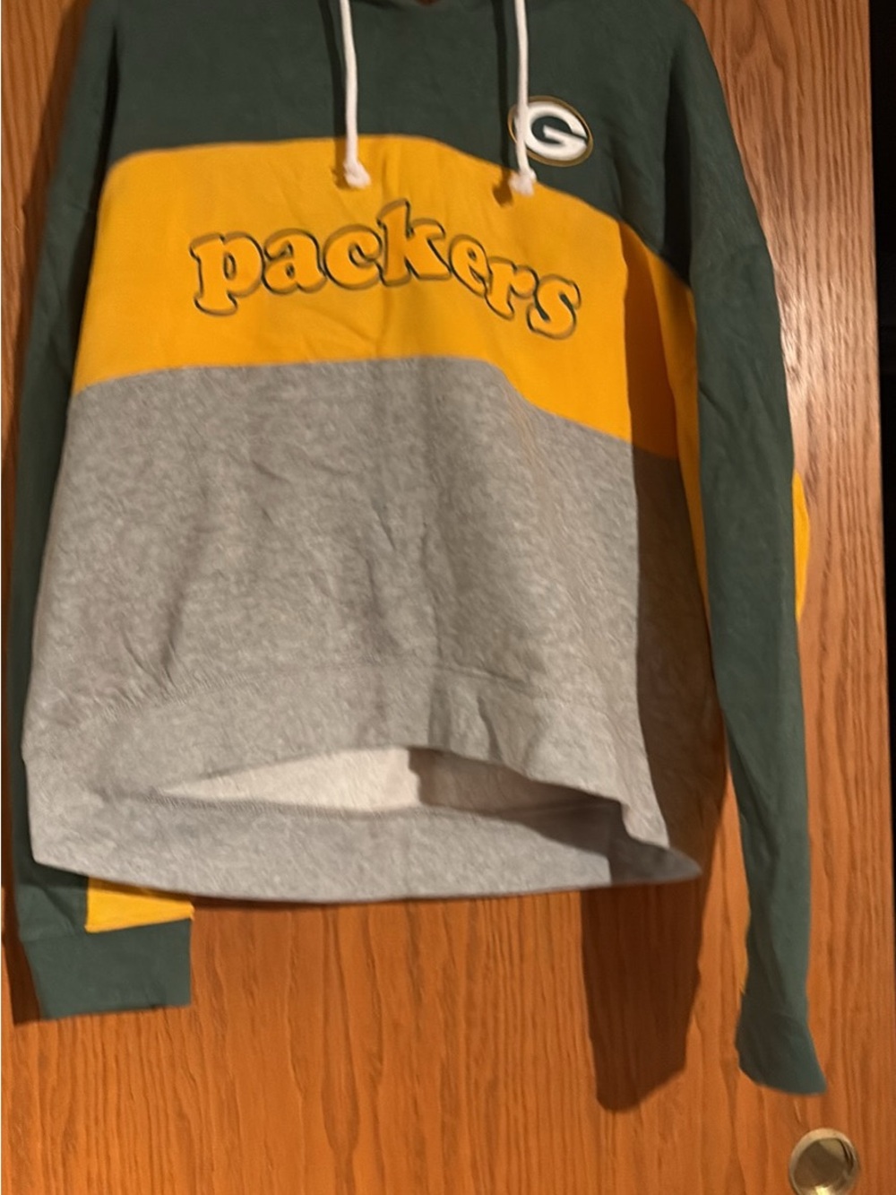 NFL Green Bay Packers Green Gold Gray Colorblock Hoodie